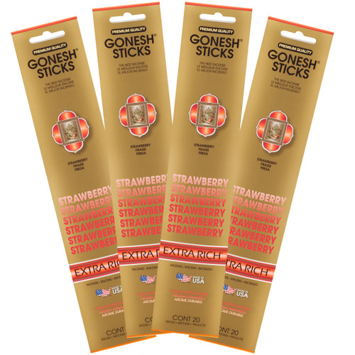Gonesh - Extra Rich Scented Incense Sticks - Non-Toxic 10” Slow Burn Aromatic Sticks - Strawberry - 80 Pack