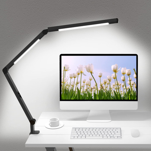 LED Desk Lamp with Clamp, Architect Desk Lamp with Dual Light and Adjustable Swing Arm, Clip-on Eye-Care 4 CCT Modes & 5 Brightness Levels Table Light Modern Computer Lighting for Home Office LED Desk Lamp with Clamp, Architect Desk Lamp with Dual Light and Adjustable Swing Arm, Clip-on Eye-Care 4 CCT Modes & 5 Brightness Levels Table Light Modern Computer Lighting for Home Office