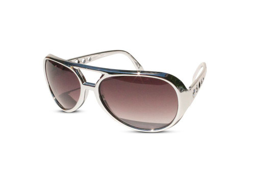 NEON NATION The King of Rock and Roll Elvis Presley Large Las Vegas Costume Sunglasses (Silver, Brown)