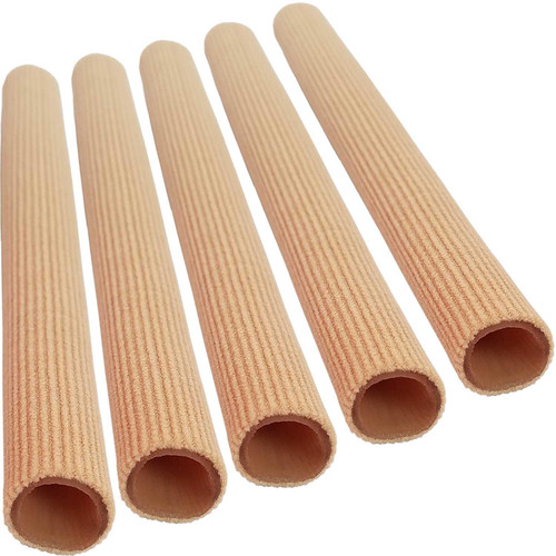 Chiroplax Toe Tubes Sleeves Protectors Cushions Fabric & Gel Lining Separator Tubing Finger, Bunion, Hammer Toe, Callus, Corn, Blister (5 Pack, Size Large)