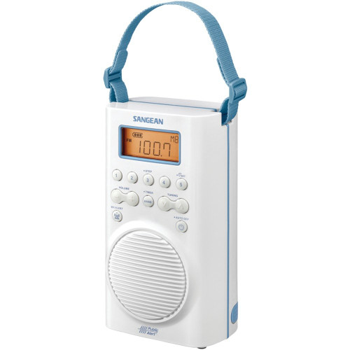 Sangean H205 Shower Radio AM/FM Waterproof, Weather Alert, Digital Tuning, White