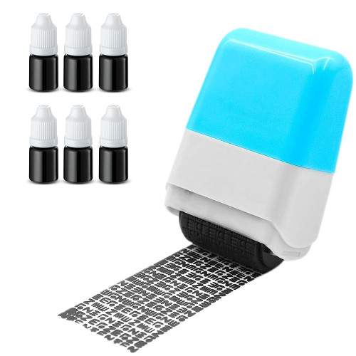 Identity Theft Protection Roller Stamp Set, Including 6-Pack Refills - Confidential Roller Stamp, Anti Theft, Privacy & Security Stamp, Designed for ID Blackout Security