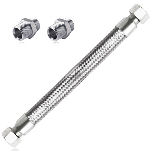 LISMODZ Compressor Jumper Hose, 3/4" NPT Male x 20" Length - Flexible Industrial Grade Stainless Steel Hose with Two 3/4" Adapters, 450 PSI &750°F, Both Sides Fittings Rotate Freely LISMODZ Compressor Jumper Hose, 3/4" NPT Male x 20" Length - Flexible Industrial Grade Stainless Steel Hose with Two 3/4" Adapters, 450 PSI &750°F, Both Sides Fittings Rotate Freely