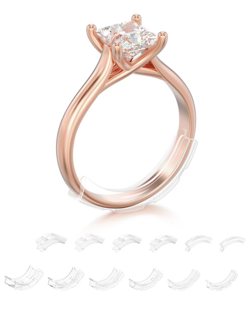 TUZAMA Invisible Ring Sizer Adjuster for Loose Rings Women Men-12 Pack,12 Sizes for Different Band Widths,Jewelry Ring Size Adapter Reducer Spacer Jewelry Guards for Any Thin Wide Rings