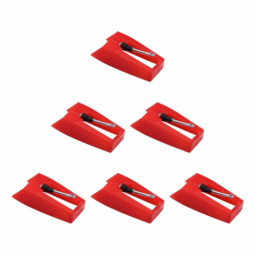 Fyjbnh 6Pack Diamond Stylus Record Player Needles Universal Replacement for Turntables Needle for Vinyl Record Player LP Phonograph Compatible with ION,Jensen,Crosley,Victrola,Sylvania and More(Red)