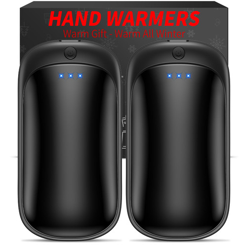 Lerat 2 Pack Hand Warmers Rechargeable, Portable Electric Handwarmers Reusable, Smart Heating UL Certified, Outdoor/Indoor/Warm Gifts for Christmas Men Women Kids (Black&Black*2)