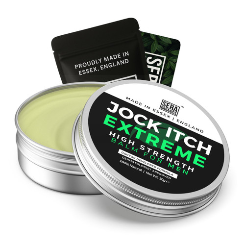 Sera Organics Antifungal Cream for Jock Itch Relief – Strong Balm for Men’s Groin, Inner Thigh & Sweat Rash | Anti Fungal Skin Cream with Neem, Tamanu & Peppermint | 30ml – Made in UK