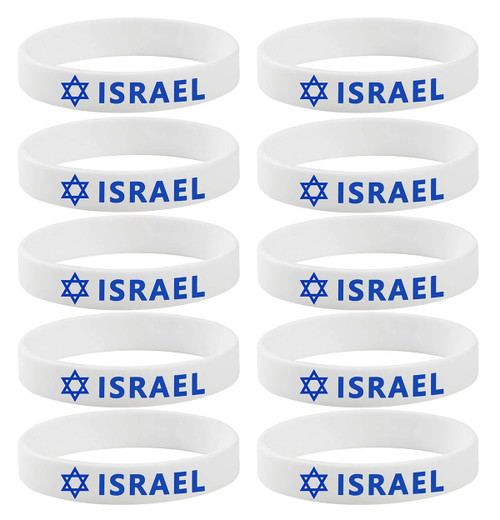 Limecute 10 Pack Israel Bracelets Rubber Israel Flag I Stand With Israel Support Israel Silicone Wristbands for Men&Women