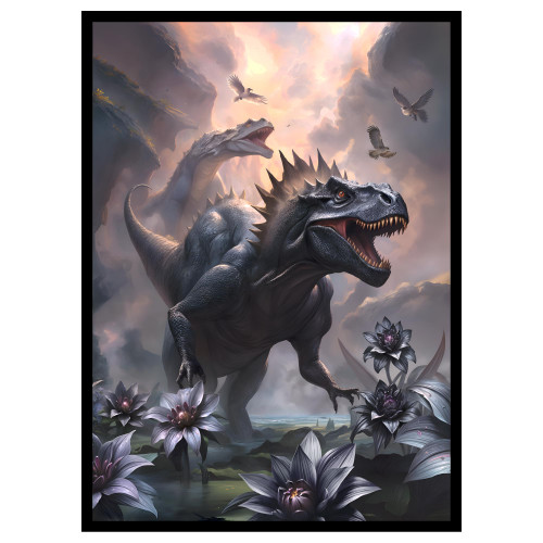 Realm Guard 100ct Textured TCG/MTG Card Art Sleeves (Black Lotus Dinosaur)
