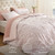 Bedsure Queen Comforter Set, Pink Boho Tufted Bed Set, 3D Puffy Jacquard Bedding Queen Size, 3 Pieces, 1 Farmhouse Shabby Chic Embroidery Comforter with Bow Pattern & 2 Pillow Cases