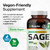 BIO KRAUTER Sage Supplement Capsules 1000 mg - 250 Vegan Caps - Supplement with Salvia Officinalis - Immune & Digestive Support - Rich in Antioxidants