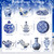 40 Pieces Christmas Chinoiserie Ornaments Blue and White Christmas Wooden Ornaments Hanging Chinoiserie Christmas Ornaments Ginger Jar Ornaments Teapot Bird Cup Ornament