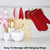 KEGOUU Oven Mitts and Pot Holders 6pcs Set, Kitchen Oven Glove High Heat Resistant 500 Degree Extra Long Oven Mitts and Potholder with Non-Slip Silicone Surface for Cooking (Red)