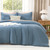 Litanika Oversized King Comforter Set Grayish Blue Super King Plus Size, 3 Pieces Lightweight Solid Bedding Comforter Set, All Season Fluffy Bed Set (128x120In Comforter & 2 Pillowcases)