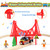 WOOD CITY Wooden Train Set, 56-Piece Deluxe Kids Toy Train Set for 2 3 4 5 Year Old Boy, Cargo-Themed Train Track with Tower Crane & Suspension Bridge - Fits Thomas Brio Chuggington Melissa Orbrium