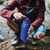EALGRO 64 oz Glass Water Bottle With Straw and Handle, Half Gallon Sports Motivational Water Jug Flask with Silicone Sleeve, Large Water Cup with Time Marker for Travel, Gym, Dark Blue