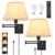 TRLIFE Wall Sconce Plug in, Remote Control Dimming 10-100% and Adjustable Color Temperature 2700K-6500K Swing Arm Wall Lights with Plug in Cord, 11.8" Large Beige Fabric Shade(2 Pack, 2 Bulbs)