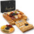 Zulay Kitchen Premium Bamboo Charcuterie Board - Extra Thick Bamboo Board with 4 Piece Knife Set - Perfect for Charcuterie, Wine and Cheese