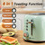 Aigostar Toaster 2 Slice Retro Toaster Stainless Steel, 1.6 inch Extra Wide Slots Bread Toaster Bagel, Cancel, Defrost Function, 6 Shade Settings & Removable Crumb Tray for Bread Waffle, Aqua Green