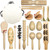 Musical Instruments Set, 15PCS Natural Wooden Percussion Tambourine Maracas Bells Instruments, Educational Music Kit with Storage Bag Birthday