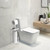 Simple Houseware English Style Bathroom Toilet Tissue Roll Holder Stand with Shelf, White
