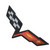 2Pcs C6 Corvette Emblem 2005-2013 Front Hood Rear Crossed Flags Badge Sticker Replacement for Corvette Black Red