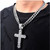 Decixde Cuban Chain Cross Necklace for Men 18K Gold Plated Cross Pendant Necklace Chunky Cuban Chain Necklace Rhinestone Cross Cuban Chain Necklace (silver)