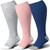 LEVSOX Wide Calf Compression Socks for Women Plus Size Pregnancy Cute Fun 15-20mmHg Knee High Extra Large Support Socks for Nurse, Medical, Travel, Pink, Grey, Navy