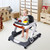 Kinder King Baby Walker with Music & Lights, 5 in 1 Baby Bouncer Activity Walker, Adjustable Height & Seat, Learning-Seated & Toddler Walk-Behind, Safety Bumper, Infant Walker Anti-Rollover, Grey