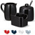 KooK Sugar and Creamer Set, 3 Piece, Pitcher, Sugar Bowl with Lid and Spoon, Sweetener Holder (Black)