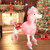 DROFELY 35" Christmas Poodle Dog Decoration with Lights,3D Pink Dog Lighted-up Outdoor Indoor Christmas Decoration,Cute Hairy Puppy with Red Christmas Hat Indoor Porch Outdoor Yard Holiday Decor