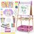 3-in-1 Adjustable Kids Art Easel Set, Height Adjustable Magnetic Whiteboard & Chalkboard with Painting Paper Roll, Wooden Dual-Sided Art Station for Toddlers & Children Ages 3+, Art Supplies Included