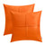 BRAWARM Faux Leather Throw Pillow Covers 18 X 18 Inches, Orange Leather Pillow Covers Pack of 2, Hand Stitched Leather Decorative Throw Pillows for Couch Sofa Bed Living Room Home Garden