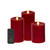 Luminara Flameless Flickering Melted Edge Set of 3 Candles, Battery Operated & Timer Function, Remote Included, Unscented Paraffin Burgundy Wax LED Light Pillar, Christmas Holiday Décor