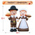 DomKom 6FT Thanksgiving Pilgrim Boy Girl Inflatable Outdoor Decoration, Blow Up Fall Harvest Yard Decorations Built-in LED, Party, Garden Yard Lawn Decor