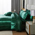 Bedding_Dreamer Satin Comforter Set with Sheet Set Queen Silk Like Green Bed in a Bag 8 Pieces Luxury Silky Sheet Set with Comforter Set with 1 Cushion Cover (Queen, Blackish Green)