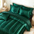 Bedding_Dreamer Satin Comforter Set with Sheet Set Queen Silk Like Green Bed in a Bag 8 Pieces Luxury Silky Sheet Set with Comforter Set with 1 Cushion Cover (Queen, Blackish Green)