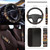 Wanyint Aztec Highland Cow Sunflower Car Seat Cover Seat Protector 15 PCS, with Steering Wheel Cover Seat Belt Pad Garbage Bag Air Vent Bag Rearview Mirror Cover Coasters Key Chain Universal Fit
