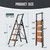 WOA WOA 4 Step Ladder, Ladders for Home, Anti-Slip Pedals, Aluminum Step Stool Foldable, Lightweight to Move, Ease of Storage, Reach 9ft for Closet Kitchen Library, Hold 300lbs - Black&Wood Grain