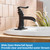 BWE Waterfall Bathroom Faucet Matte Black Bathroom Sink Faucet with Pop Up Drain Single Handle Deck Plate for 1 or 3 Hole Vanity Farmhouse Mixer Tap Fits All States, California 1.2 GPM Standard