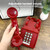 Sangyn Vintage Corded Phones for Landline Old Telephone with Mechanical Ringer Receiver Volume Adjustable Retro Analog Desk Phone for Home House School, Red