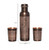 Pure Copper Water Bottle with 2 Tumblers Set, Beautiful Floral Pattern For Ayurveda Health Benefits