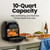 CHEFMAN Multifunctional Digital Air Fryer+ Rotisserie, Dehydrator, Convection Oven, 17 Touch Screen Presets Fry, Roast, Dehydrate, Bake, XL 10L Family Size, Auto Shutoff, Large Easy-View Window, Black