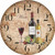 oumao 12" Retro Vintage Wine Pattern France Style Non-Ticking Silent Wooden Wall Clock Art Decoration for Kitchen/Living Room/Bedroom/Farmhouse