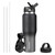 HYDROWION 32oz Water Bottle, Double Wall Vacuum Stainless Steel Insulated Water Flask with Straw Lid, Spout Lid and Flex Cap(Cold for 48 Hrs, Hot for 24 Hrs), Leakproof Travel Thermo Mug, Black&Grey
