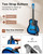 Moukey 38" Acoustic Guitar for Beginners Kids Youth Adult Cutaway Guitarra Acustica Kit with Chord Poster, Gig Bag, Tuner, Picks, Nylon Strings, Capo, Strap - Blue