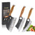 3PCS Butcher Knife, 7" Meat Cleaver, 7" Serbian Chef and 6.5" Viking, Hand Forged Butcher Knife Set with Wooden Handle, Geat for Home, Camping, BBQ (Unique Pattern)