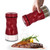 Red Salt and Pepper Shakers with Adjustable Pour Hole, NEODACO Glass Shaker with Stainless Steel Lids for Home, Restaurants, and Weddings, Ideal for Himalayan, Black Pepper, Kosher, and Sea Salts