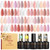 ROSALIND 24pcs Jelly Gel Polish Set, 20 Colors Neutral Pink Nude Sheer White Color Soak Off UV Gel Set with Base Glossy Matte Glitter Top Coat DIY Manicure Gifts