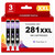MEGAIN CLI-281 PB Photo Blue Ink Cartridge Replacement for Canon CLI-281XXL 281XXL 281 Ink cartridges Use for Canon PIXMA TS8120 TS8220 TS8320 TS8322 TS9120 Printers(3-Pack CLI-281XXL Photo Blue)